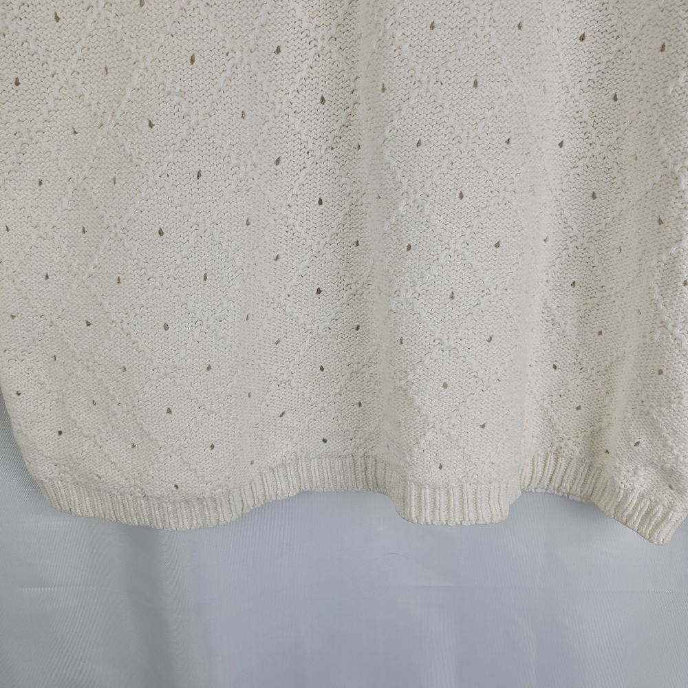 Vintage Marsh Landing Ramie Cotton Ivory Cream Eyelet Henley Sweater Size Small - Picture 9 of 13
